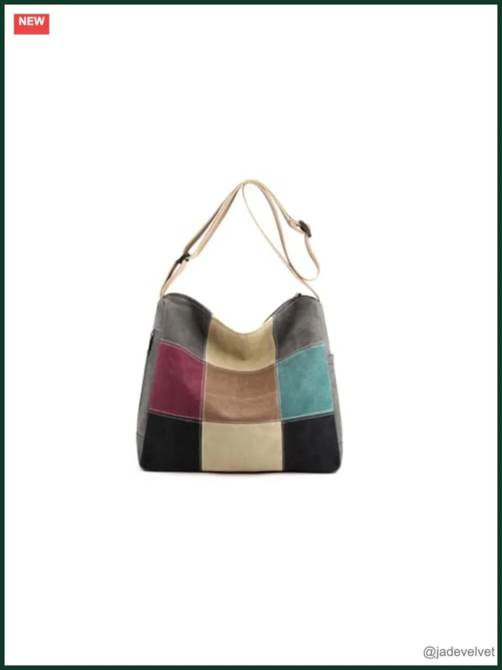 Canvas Multi-Color Splice Large Top Handle Tote Satchel Handbag